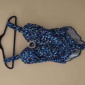 Miraclesuit Blue and Black Leopard Print One Piece